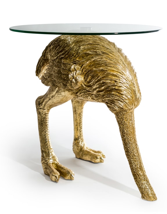 Large Gold Ostrich Side Table