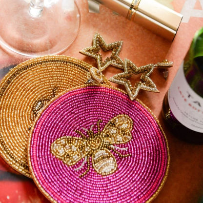 Beaded Bee Coasters Set of 4