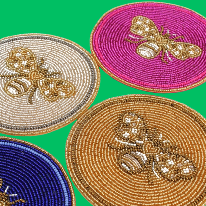 Beaded Bee Coasters Set of 4