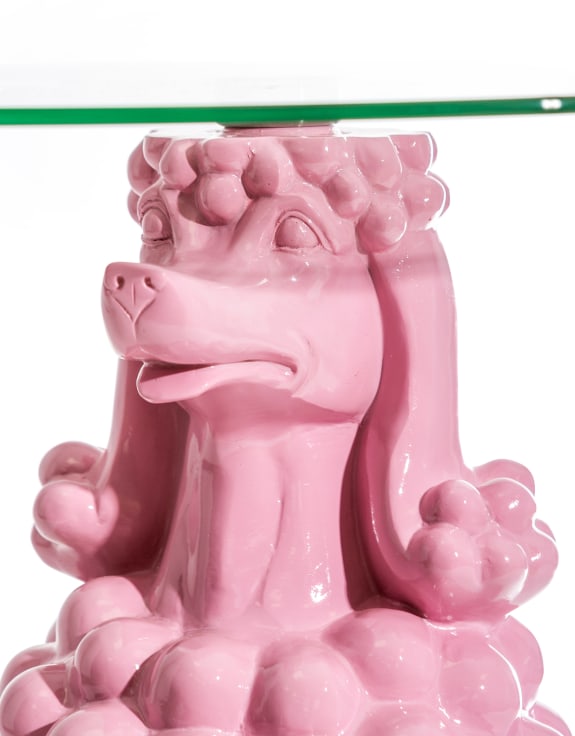 Pink Poodle Glass Coffee Table