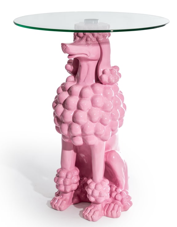 Pink Poodle Glass Coffee Table