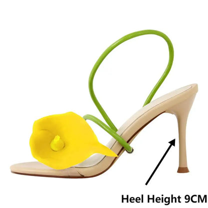 Open Toe Flower Petal Heels