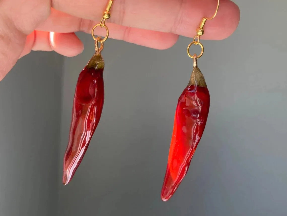 Dried Chilli Dangle Earrings - Floral Fawna