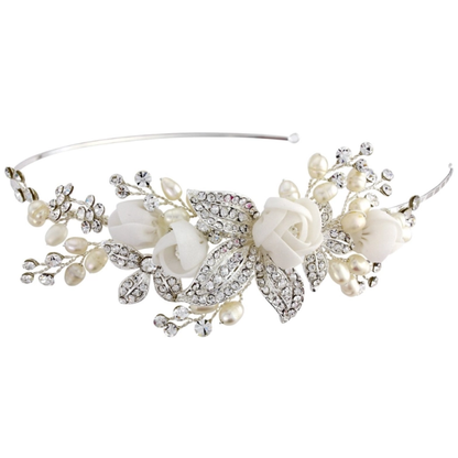 Silver Zirconia Pearl Bridal Set