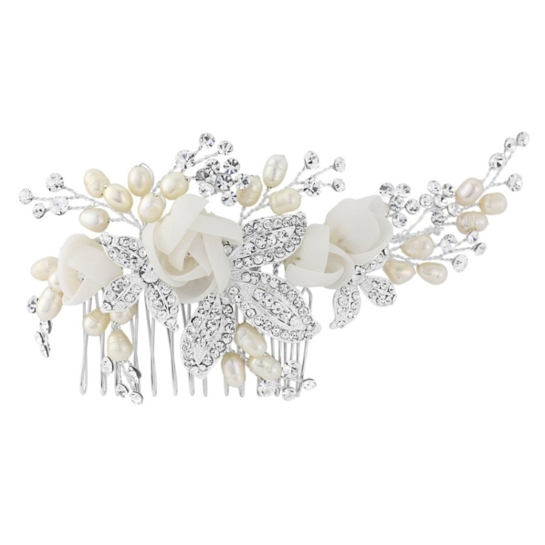 Silver Zirconia Pearl Bridal Set