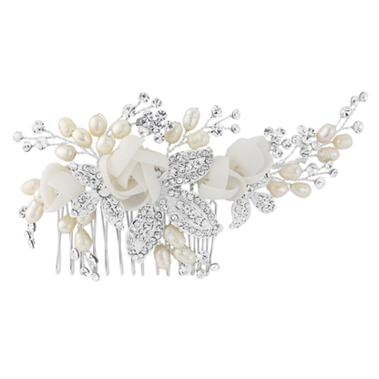 Silver Zirconia Pearl Bridal Set