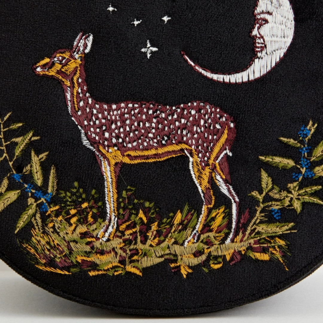 Fable Deer &amp; Moon Embroidered Saddle Bag