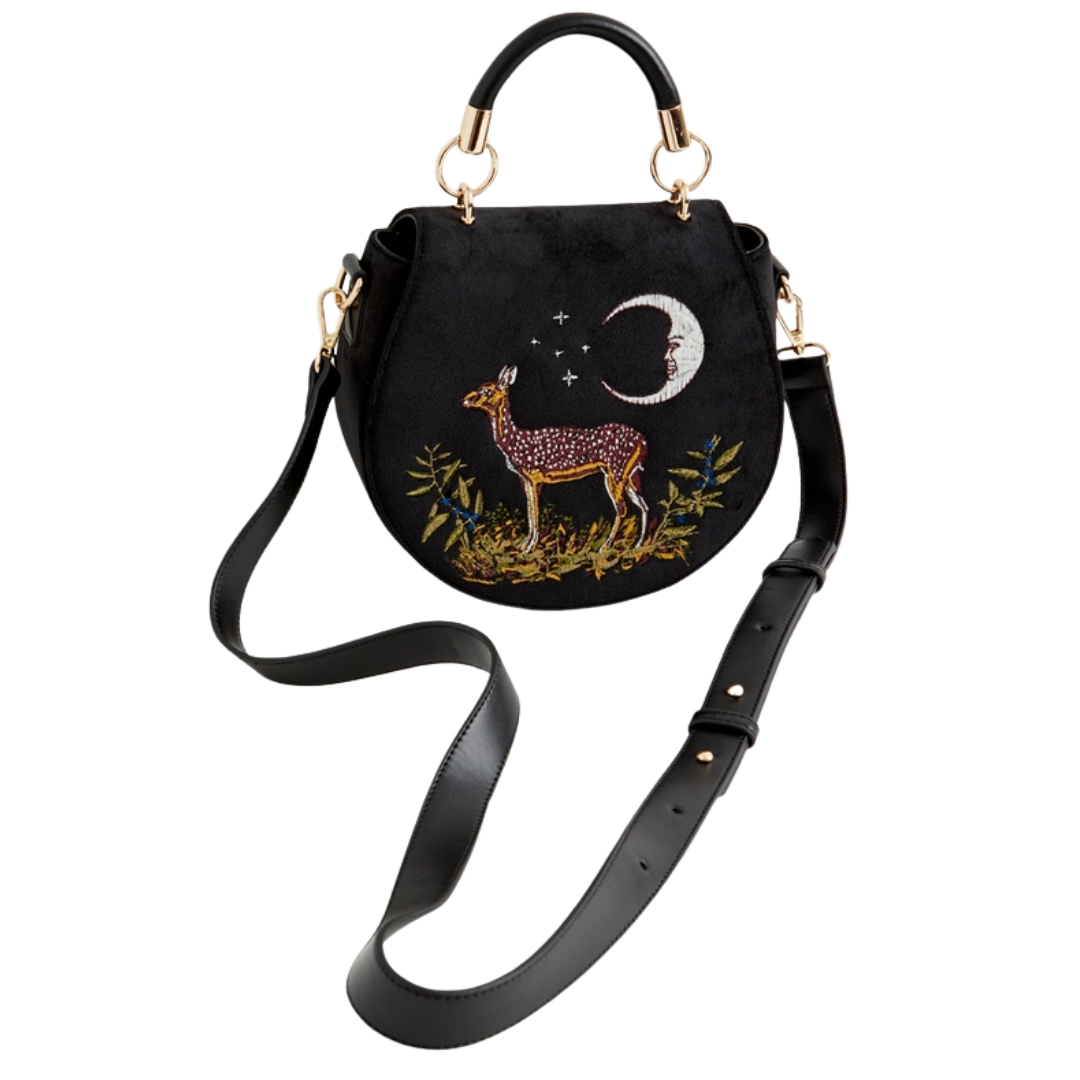 Fable Deer &amp; Moon Embroidered Saddle Bag