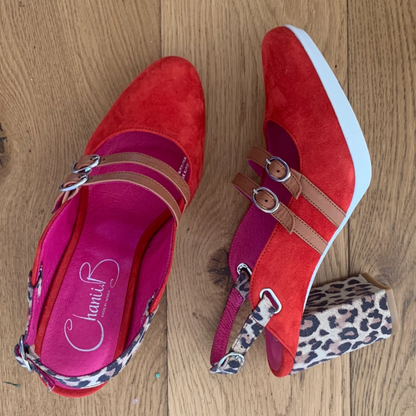 Contrast Leopard Slingback Heels