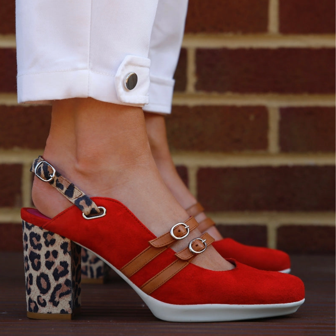 Contrast Leopard Slingback Heels