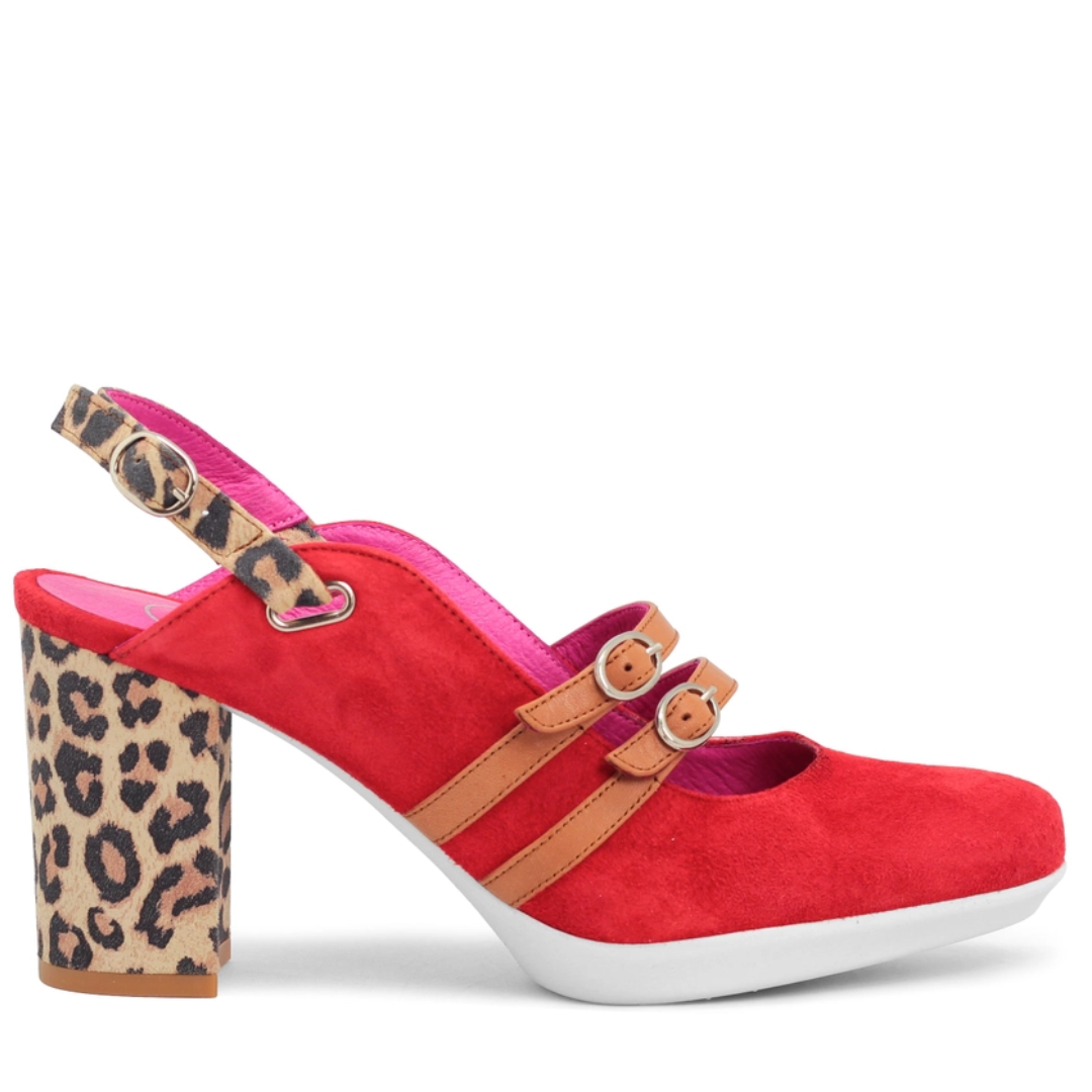 Contrast Leopard Slingback Heels