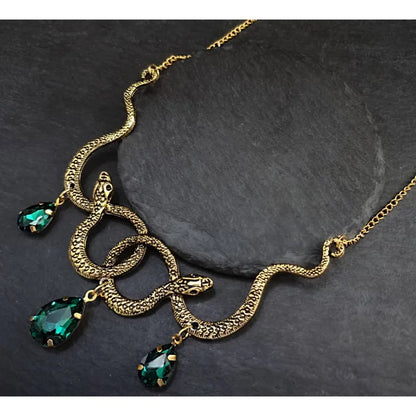 Entwined Snakes Waterdrop Necklace - Floral Fawna