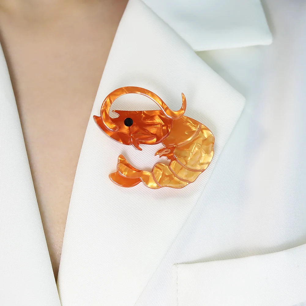 Acrylic Shrimp Brooch