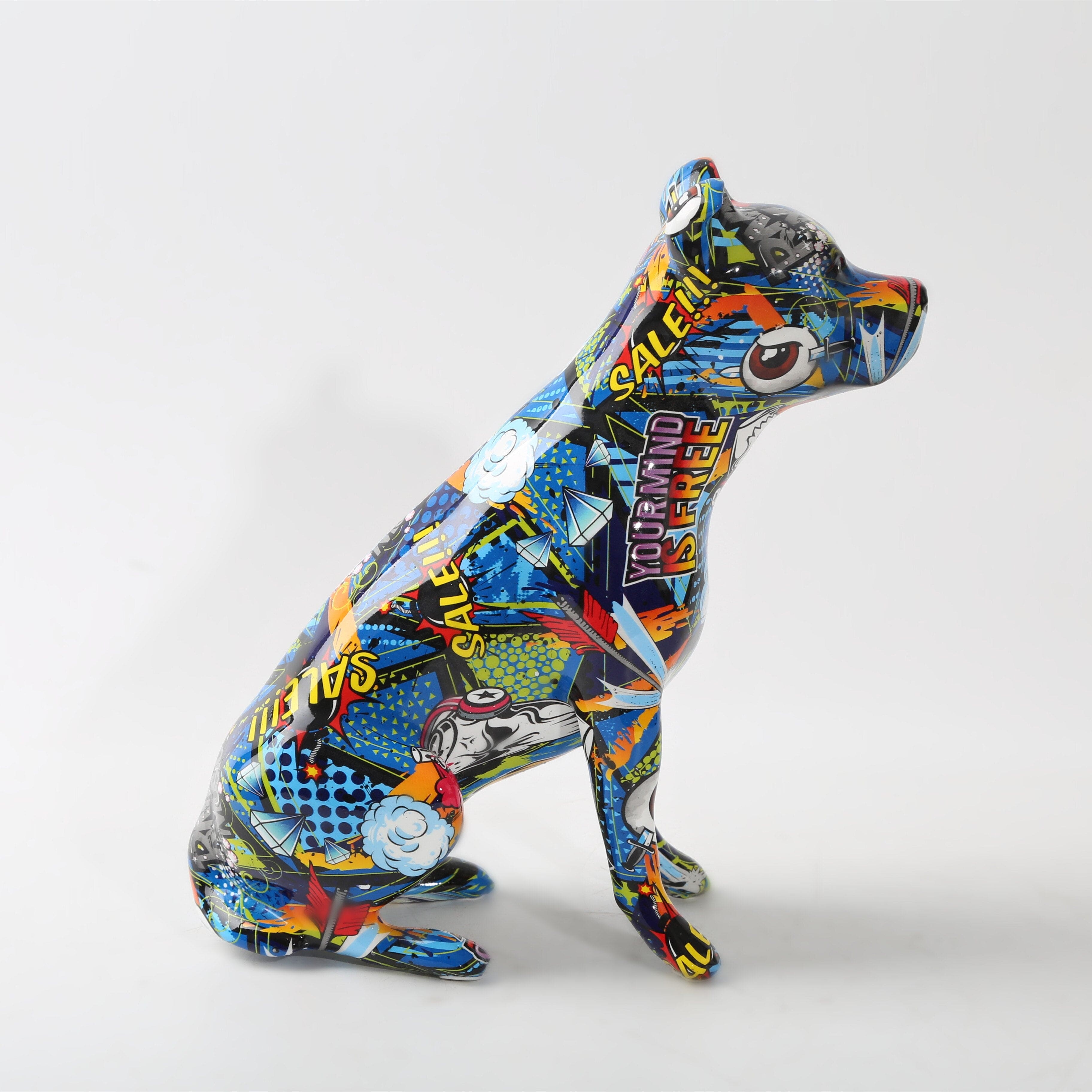 Abstract Staffordshire Bull Terrier Sculpture - Floral Fawna