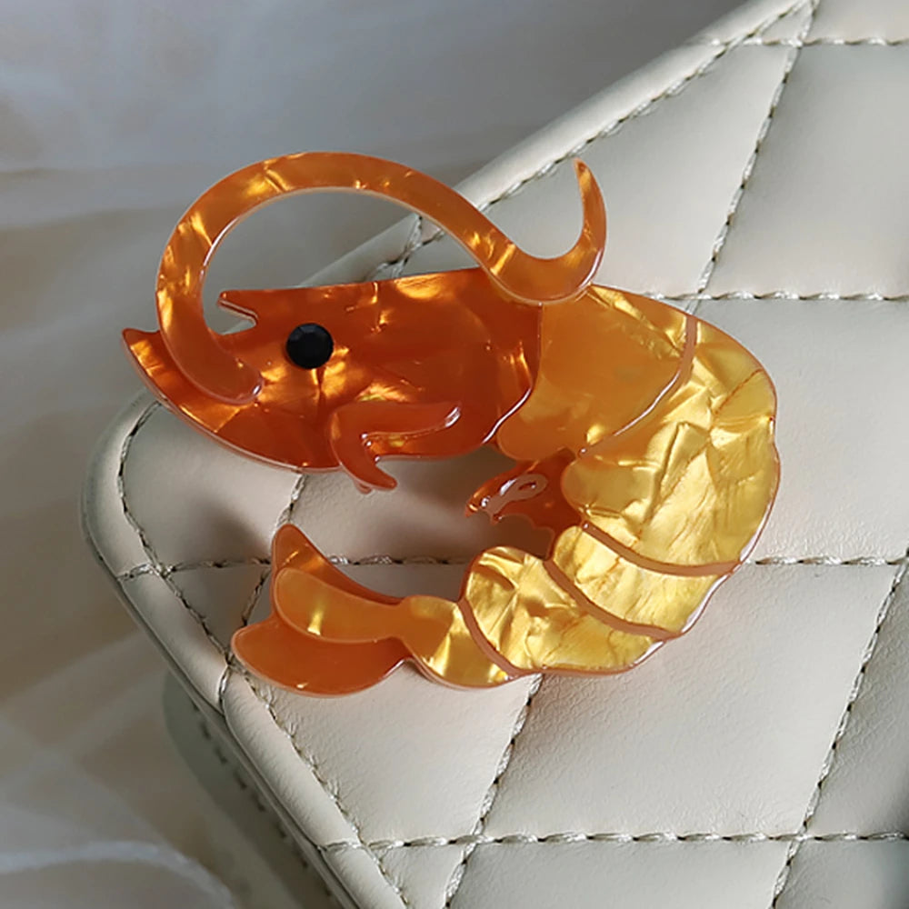 Acrylic Shrimp Brooch