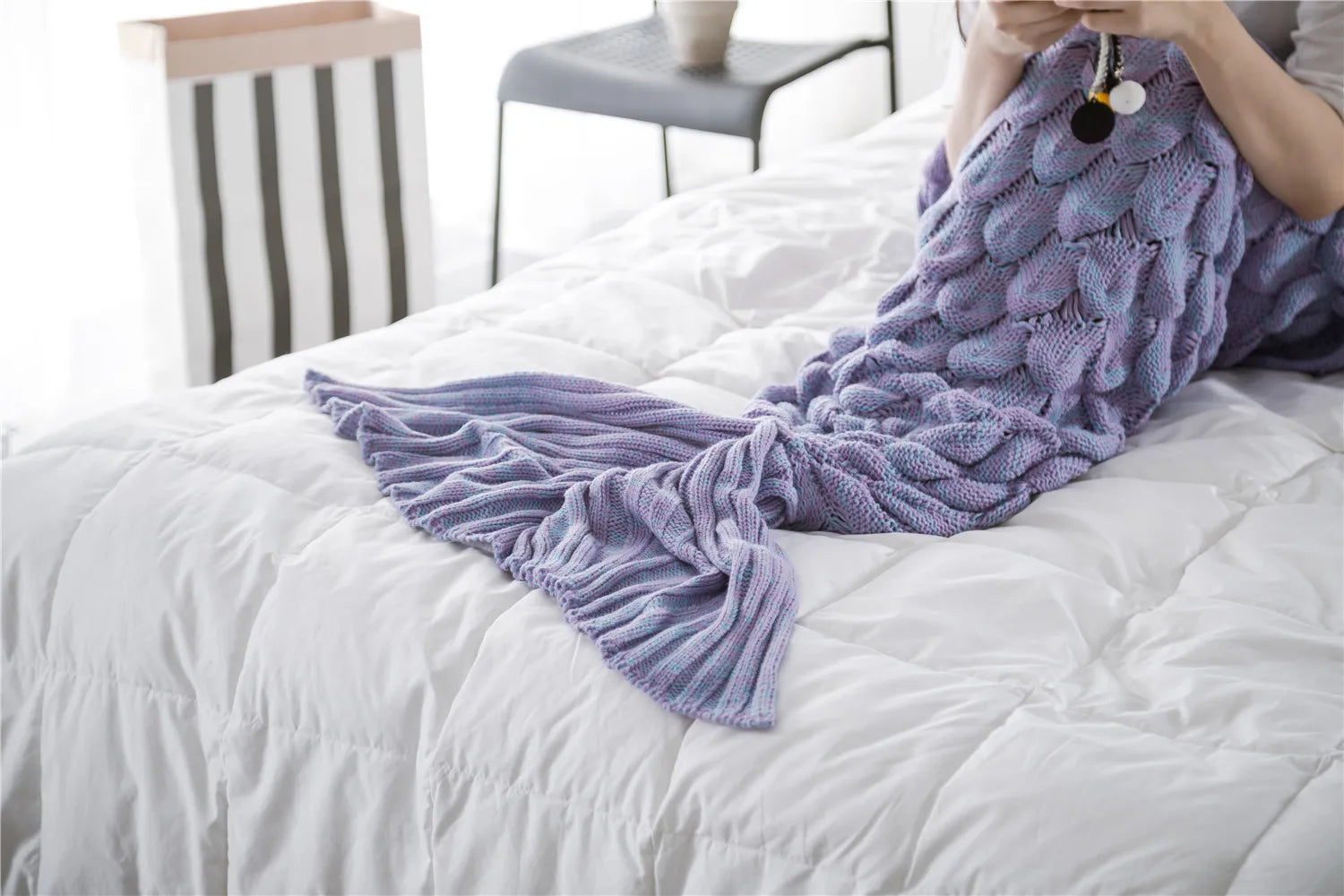 Knitted Mermaid Tail Blanket