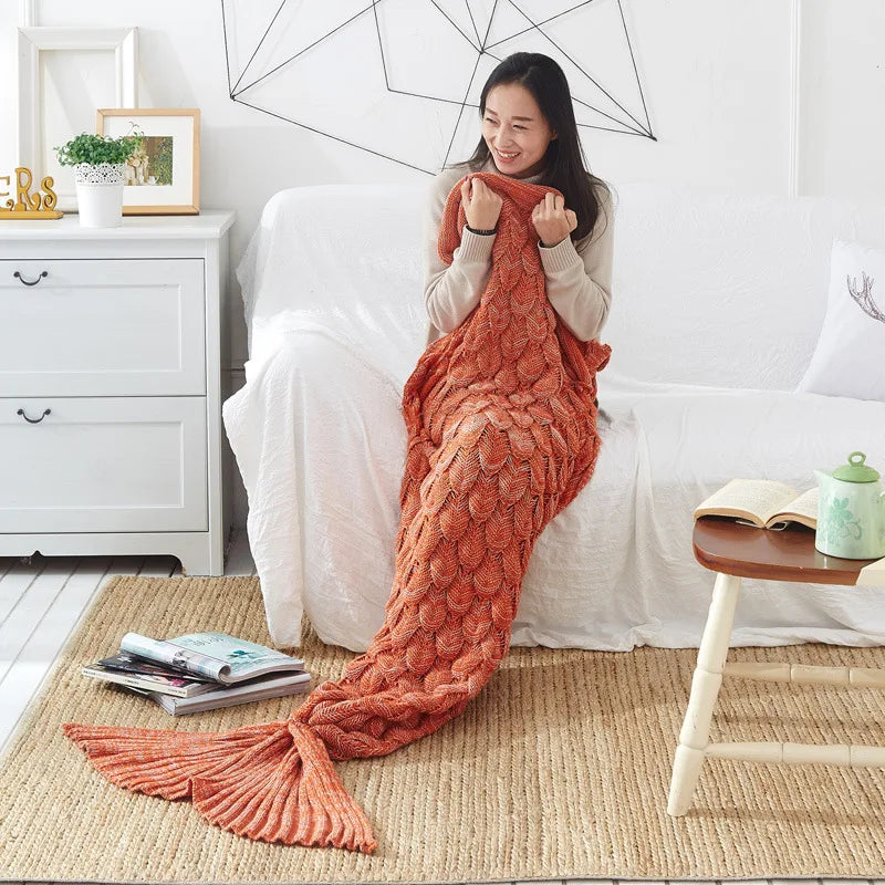 Knitted Mermaid Tail Blanket