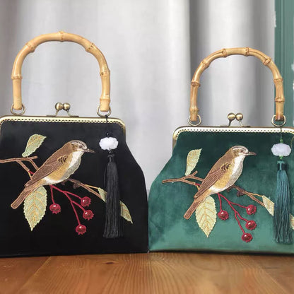 Embroidered Bird Bag - Floral Fawna