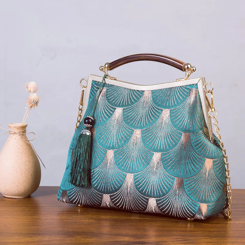 Vintage Shell Handbag - Floral Fawna