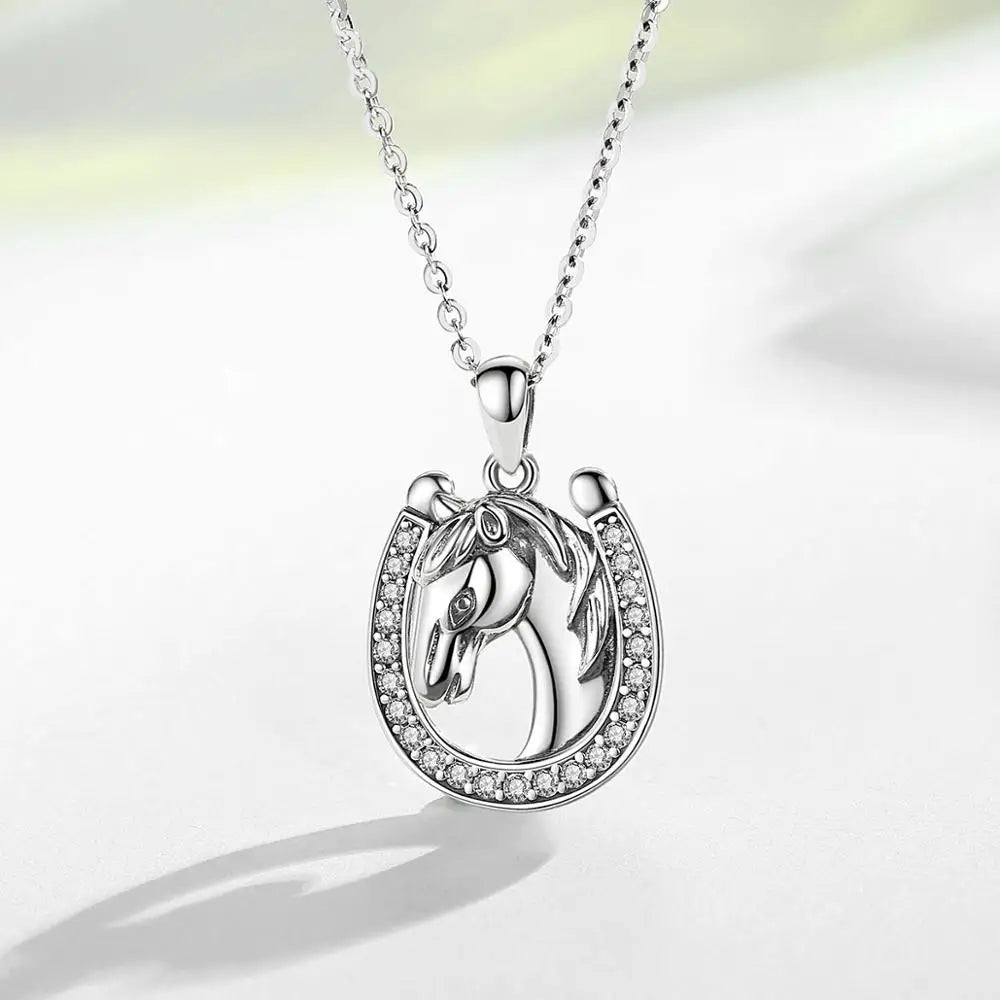 Sterling Silver Horse Necklace - Floral Fawna