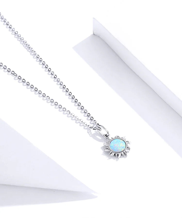 Sterling Silver Opal Sun Necklace