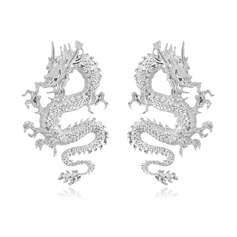 Silver on sale dragon earrings