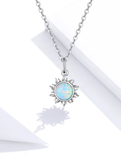 Sterling Silver Opal Sun Necklace