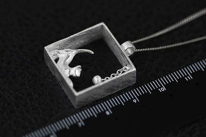 Sterling Silver Square Cat Necklace
