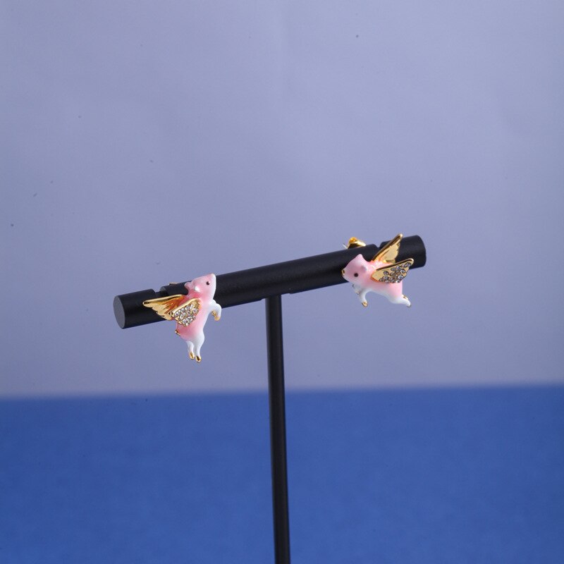 Flying Pig Stud Earrings - Floral Fawna