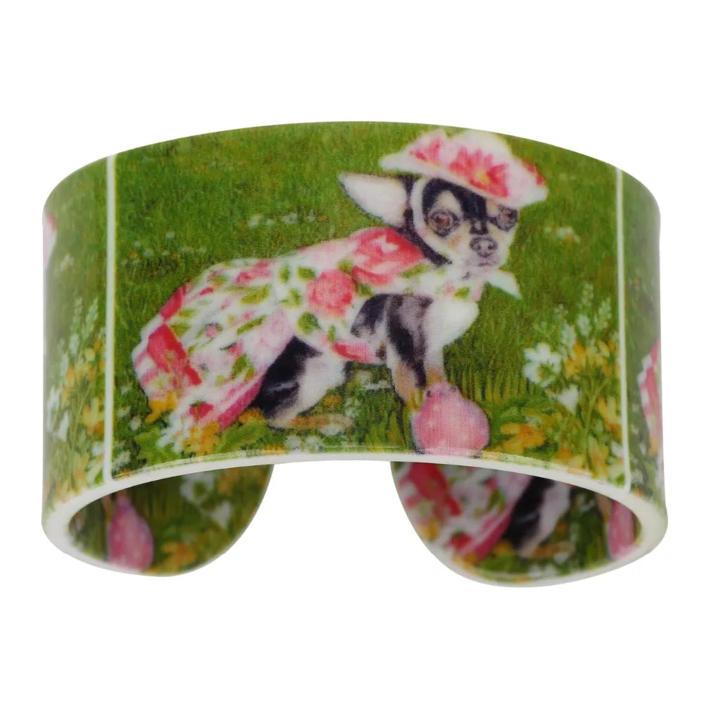 Flower Chihuahua Acrylic Bangle