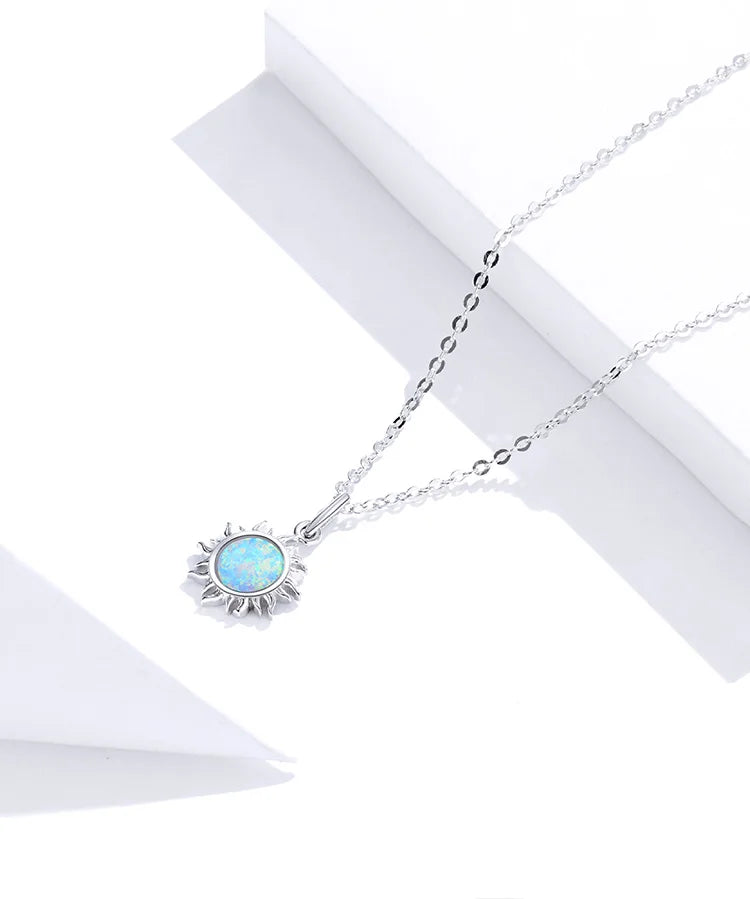 Sterling Silver Opal Sun Necklace