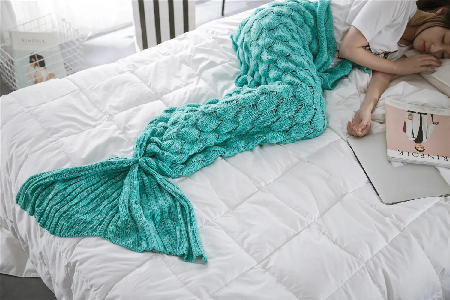 Knitted Mermaid Tail Blanket