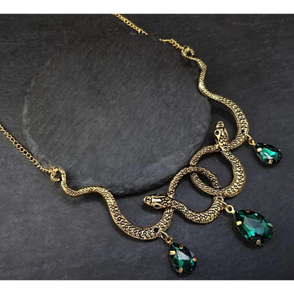 Entwined Snakes Waterdrop Necklace - Floral Fawna