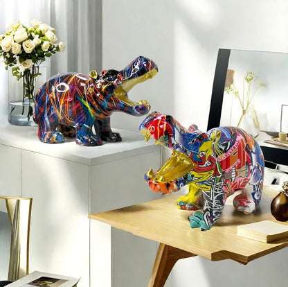 Abstract Hippo Sculpture