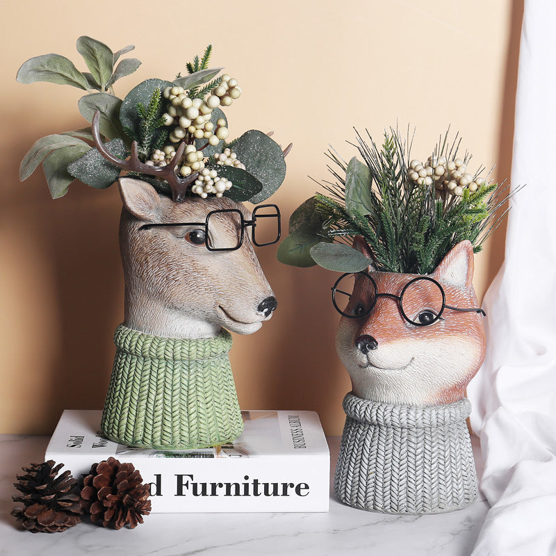 Animal Wearing Glasses Plant Pot