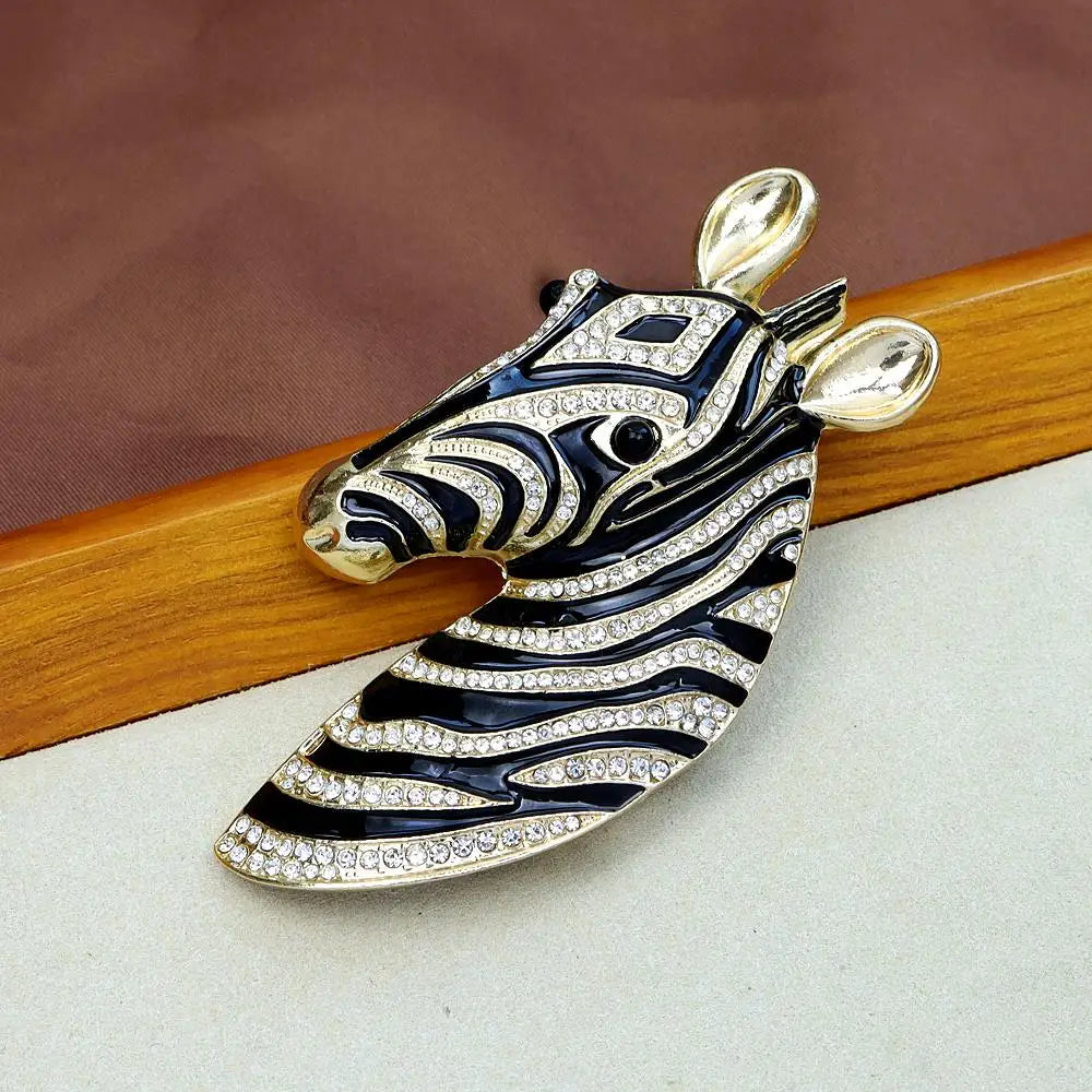 Zebra Rhinestone Brooch