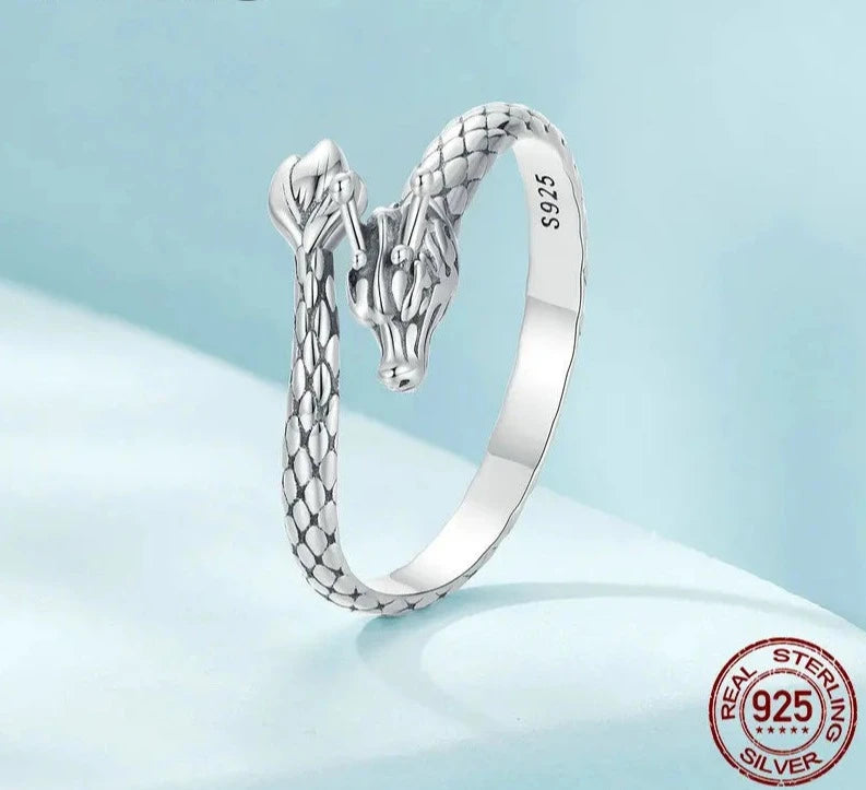 Sterling Silver Dragon Open Ring - Floral Fawna