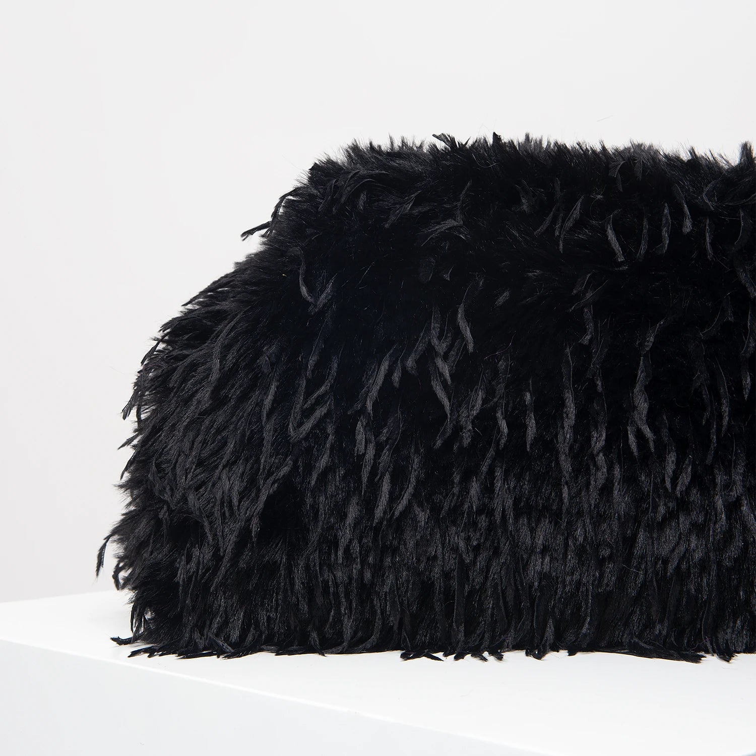 Oversized Faux Feather Clutch Bag