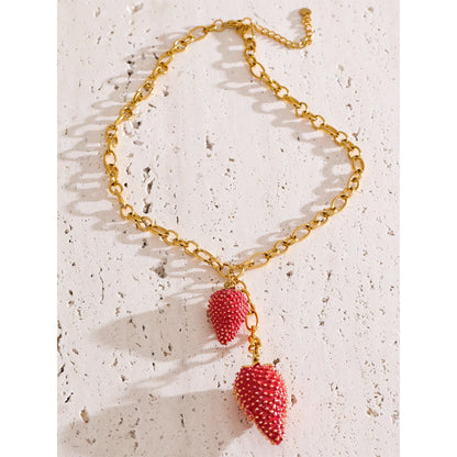 Gold Plated Strawberries Necklace