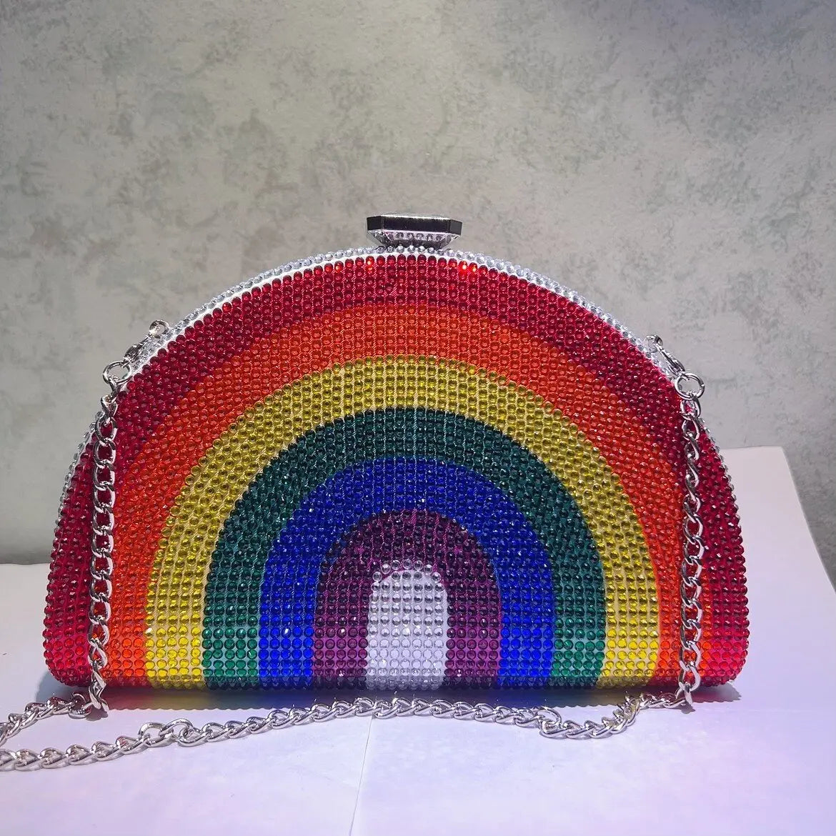 Rainbow Sequin Clutch Bag