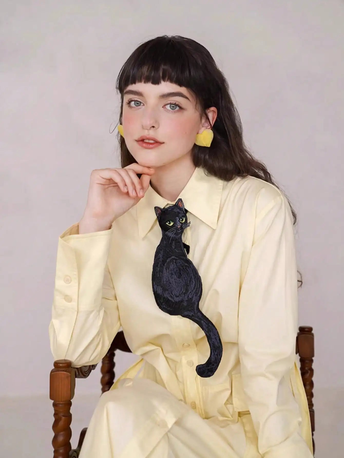 Embroidered Black Cat Tie