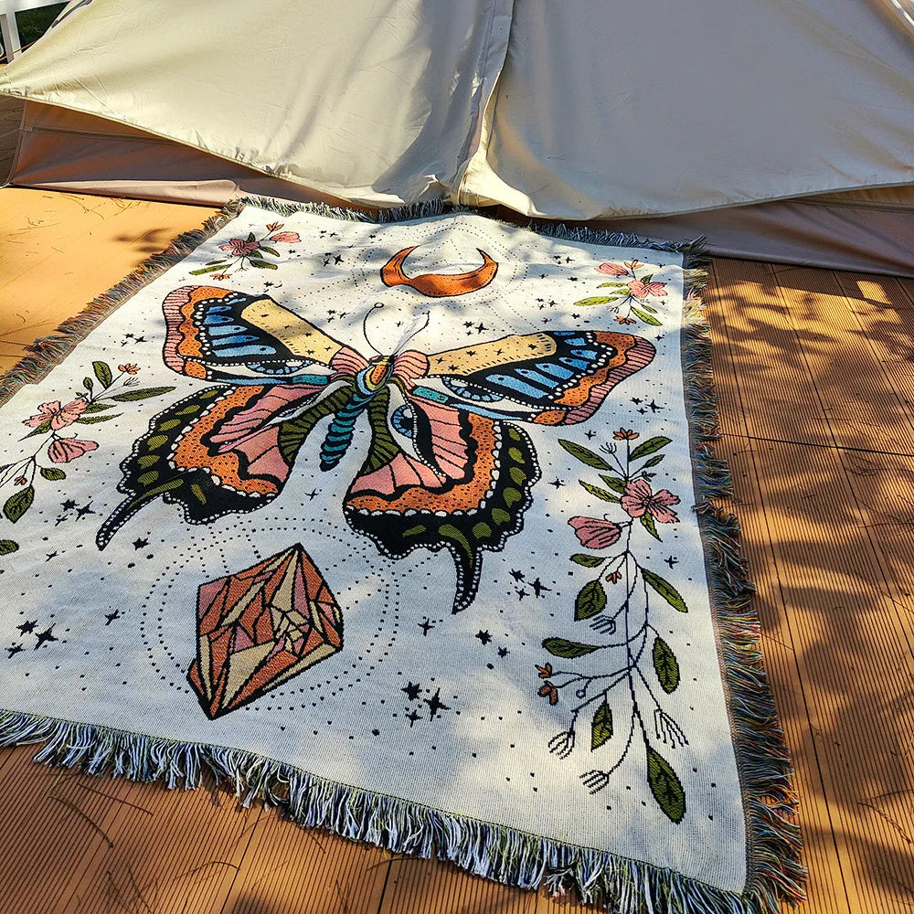 Enchanted Butterfly Tapestry Throw - Floral Fawna