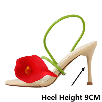 Open Toe Flower Petal Heels