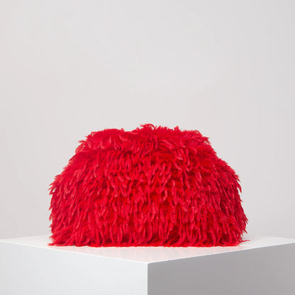 Oversized Faux Feather Clutch Bag