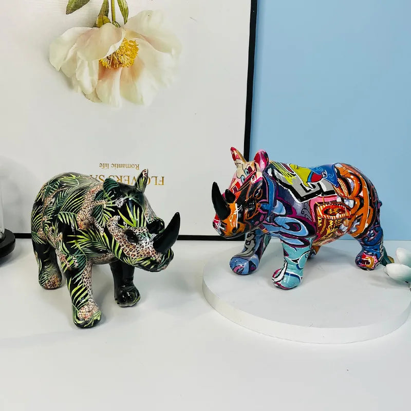 Abstract Rhino Sculpture - Floral Fawna