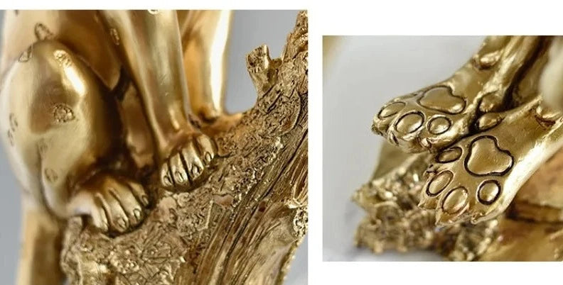 Gold Leopard Ornament - Floral Fawna