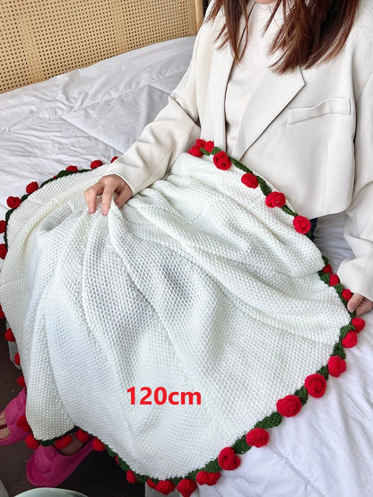 Red Rose Trim Circular Blanket