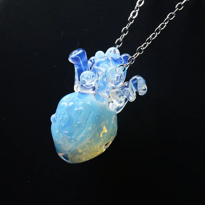 Glass Anatomical Heart Necklace