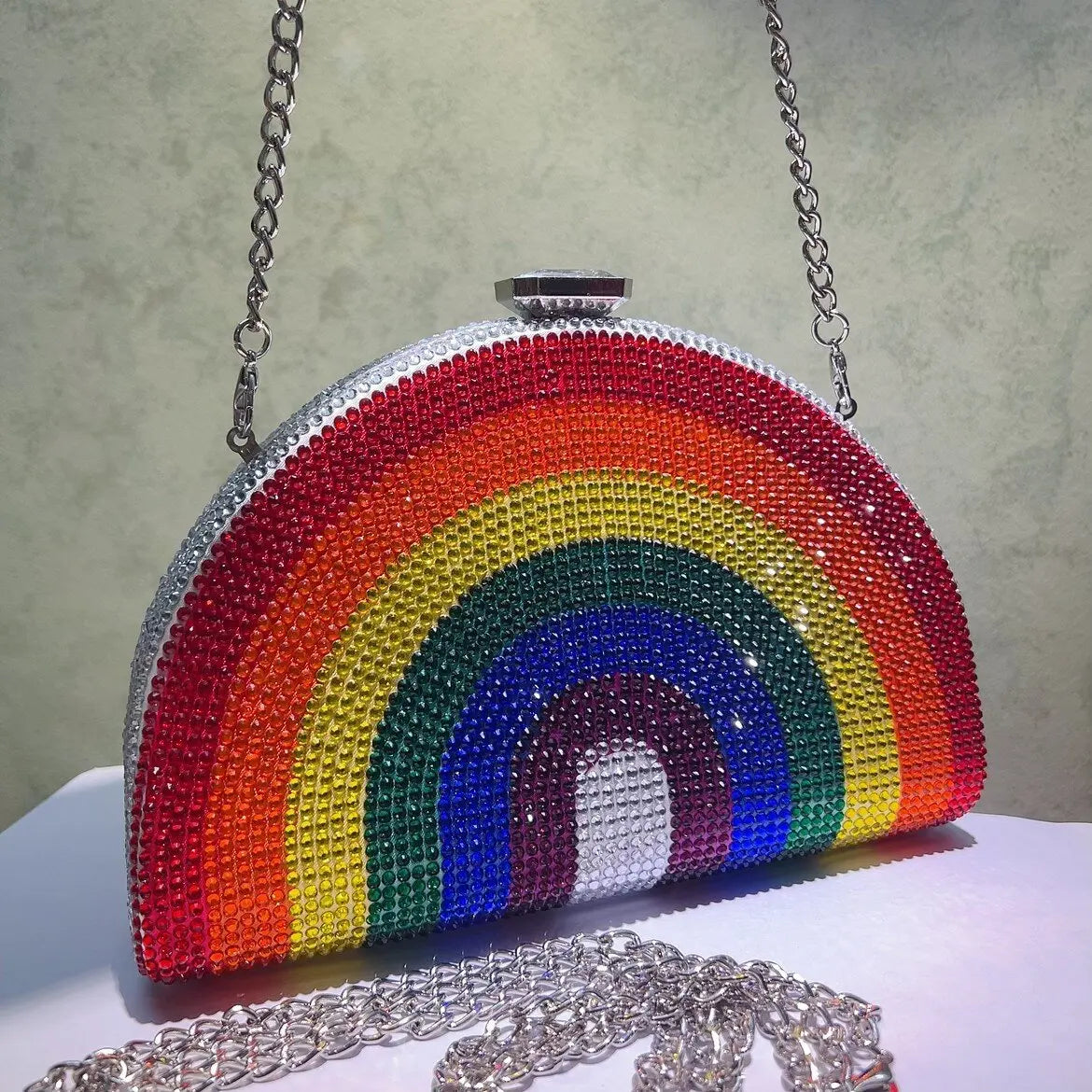 Rainbow Sequin Clutch Bag