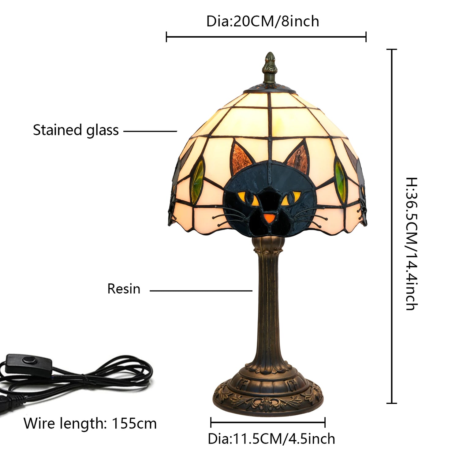 Cat Stained Glass Lamp